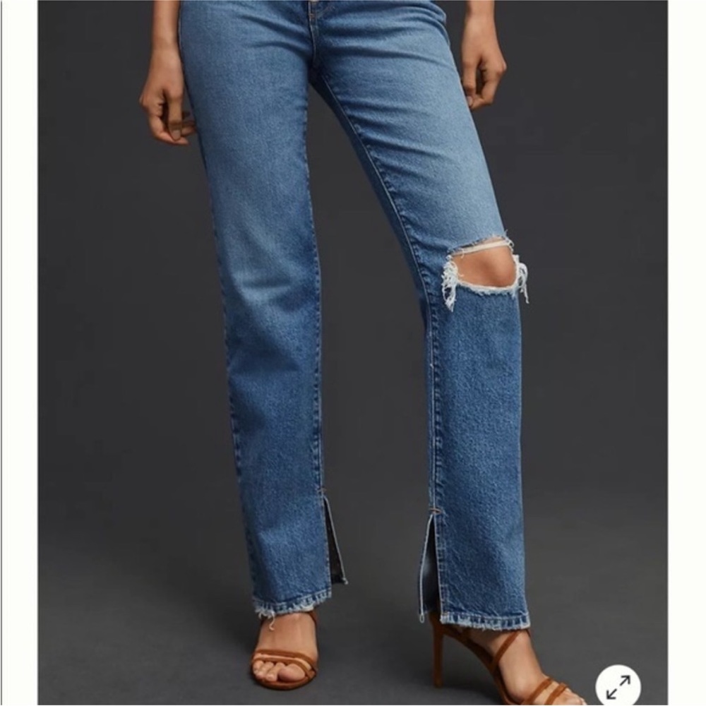 Good American distressed straight leg jeans